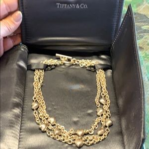 Tiffany bubble heart silver 3 strand necklace